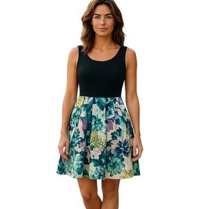 Eliza J Women's Sz 6 Sleeveless Floral Fit & Flare Midi Dress Wedding Party date